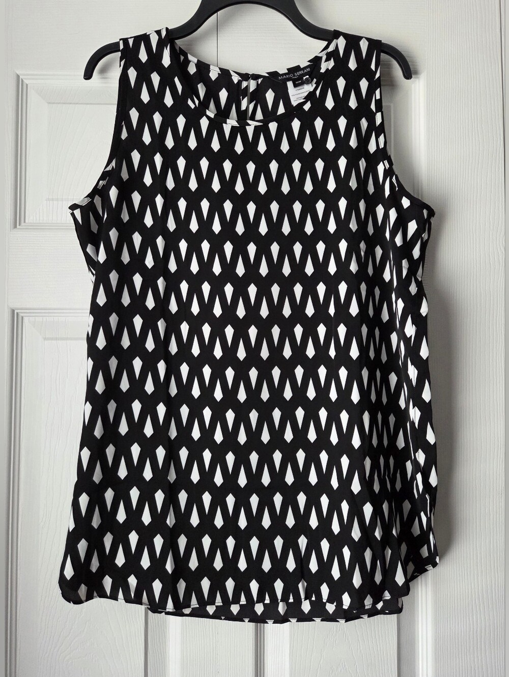 Mario Serrani Black & White Geometric Sleeveless Top Size M - Picture 3 of 11